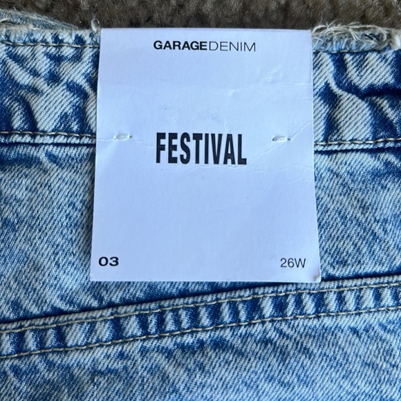 Garage Blue Jean Shorts High-Waisted Distressed - Picture 5 of 7